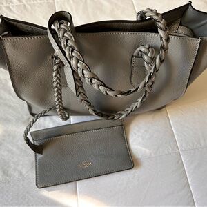 Valentino Garavani Gray Leather To Be Cool Tote with Braided Handles